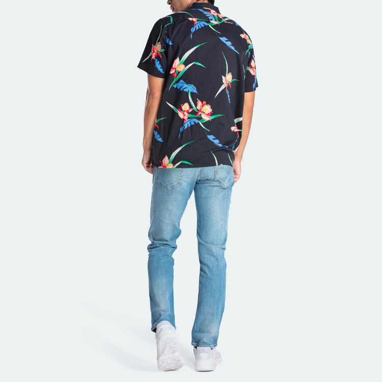 Men's Levis Loose Printing Short Sleeve Shirt Black 72625-0015