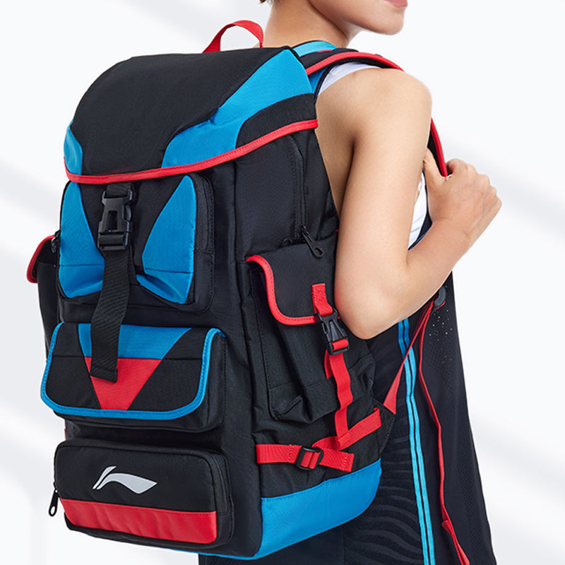 Li-Ning Basketball Outdoor Backpack Large 'Black Blue Red' ABSS315-1