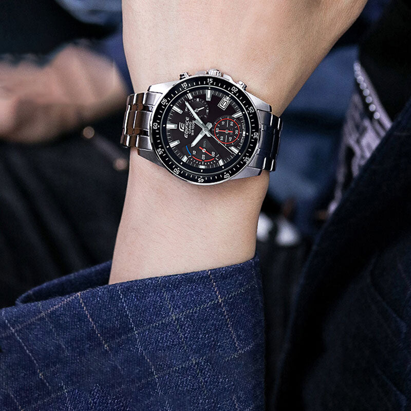 CASIO EDIFICE Waterproof Stainless Steel Strap Mens Red Analog EFV-540D-1AVUPR