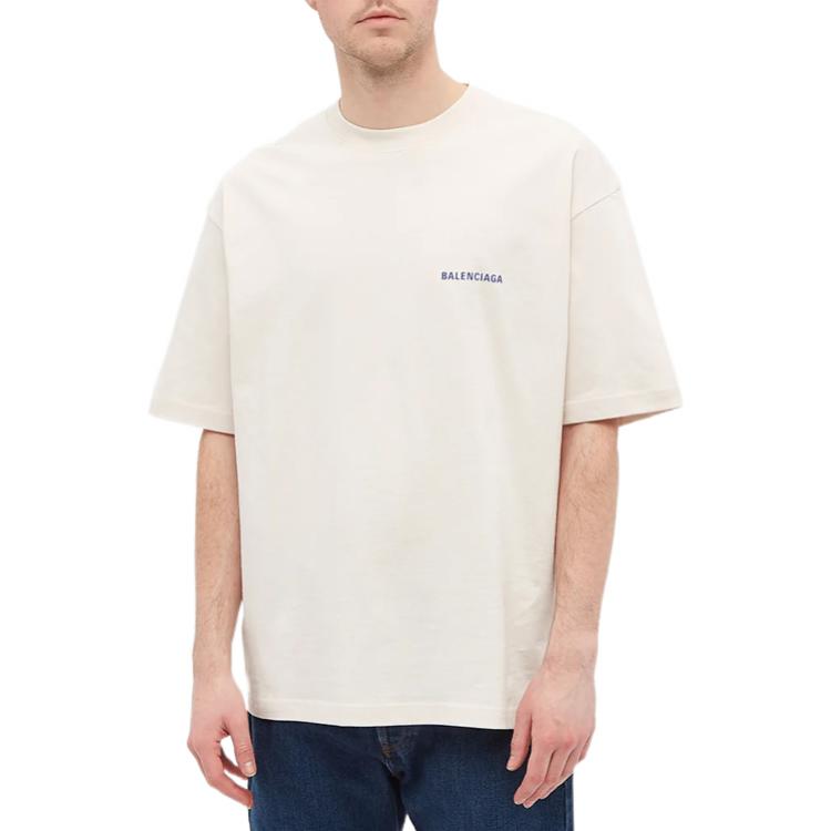 Balenciaga go Luxury Crew Neck Unisex Cotton Short Sleeves White 612966TIVG59055