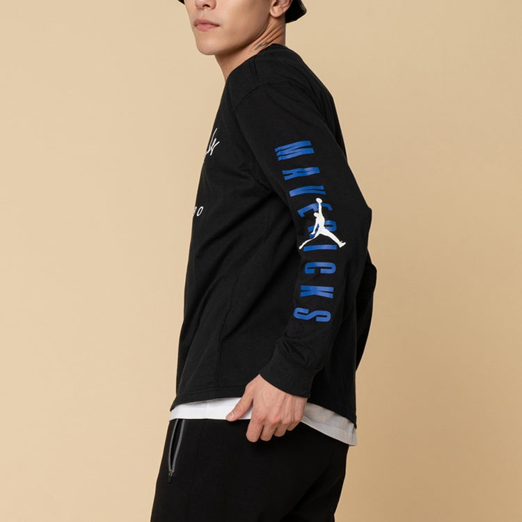 Men's Nike Casual Round Neck Pullover Printing Long Sleeves Black T-Shirt DJ6537-010