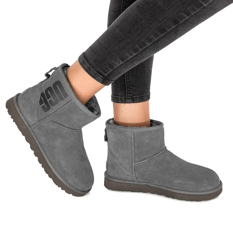 (WMNS) UGG Classic Mini UGG Rubber Logo 'Grey' 1108231-GREY