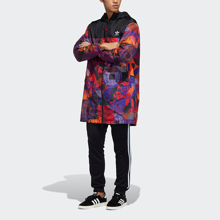 adidas originals Cny Parka Casual hooded Sports reversible mid-length trench coat Jacket Black GN5451