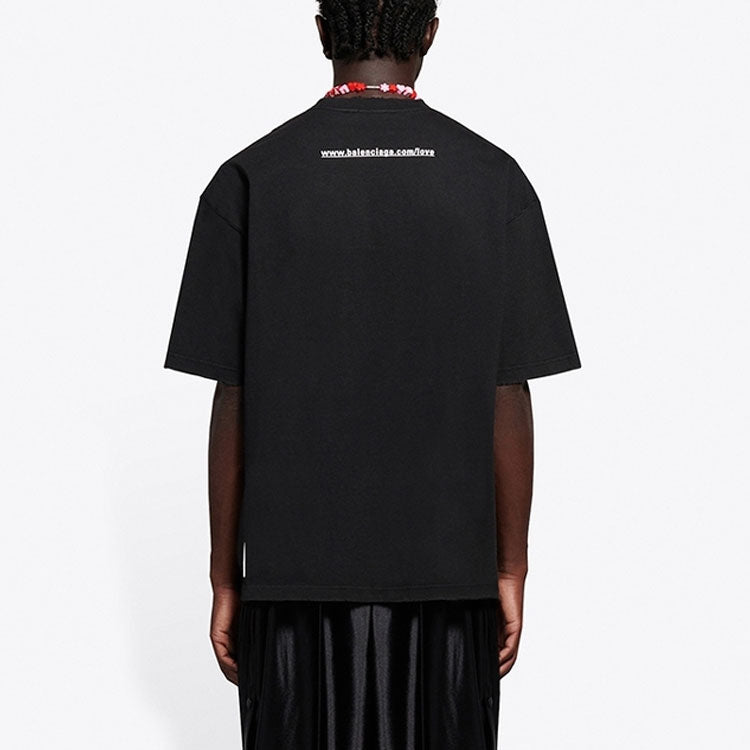 Men's Balenciaga SS21 Love Short Sleeve Black 612966TJVL51070