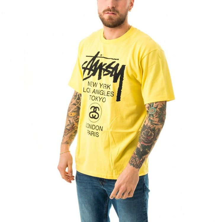 Stussy World Tour Tee Classic Short Sleeve Unisex Yellow 3903514-YELLOW