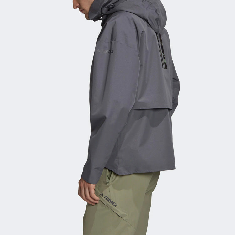 adidas Terrex Myshelter Outdoor hooded Casual Sports Jacket Gray FS7538