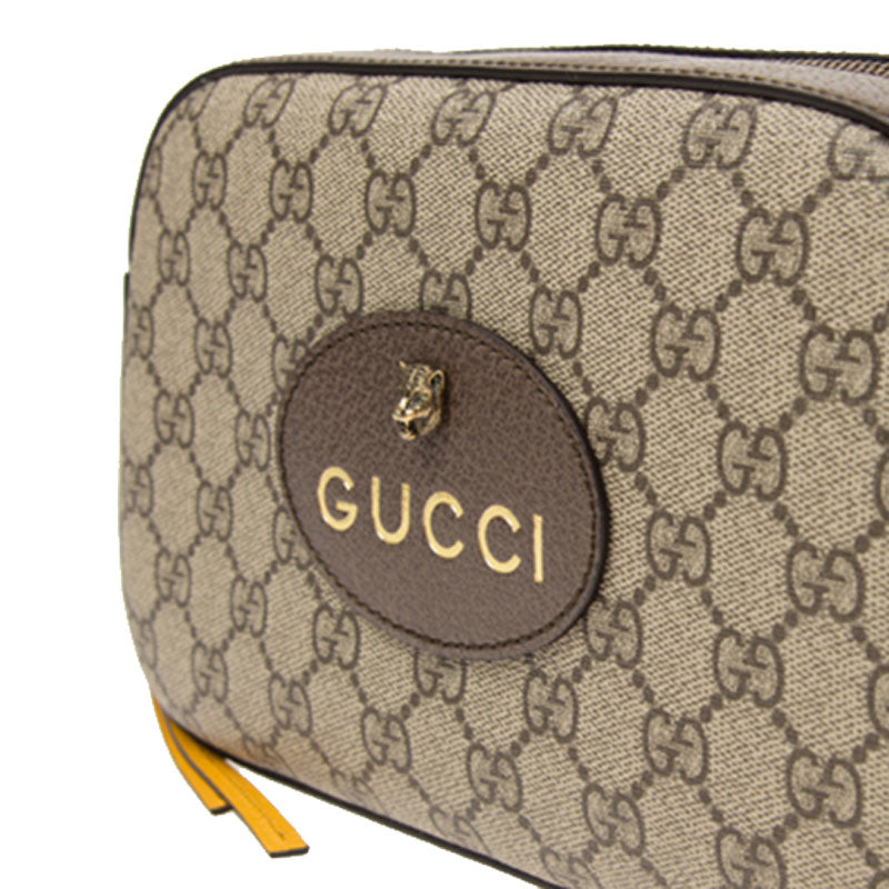 Gucci Neo Vintage Metallic Tiger Head Logo Stripe Messenger Bag 'Brown Yellow' 476466-K9GVT-8856