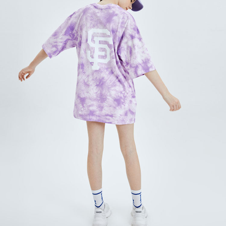 MLB San Francisco Giants Tie Dye Big Logo Loose Short Sleeve Unisex Blue Purple 31TSA3031-14V