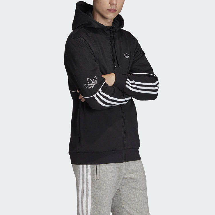 Men's adidas originals Logo Sports Hooded Jacket Black FM3871