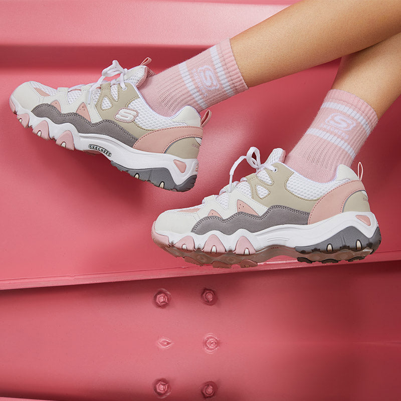 (WMNS) Skechers D'lites 2.0 Shoes White 99999693-WGPK