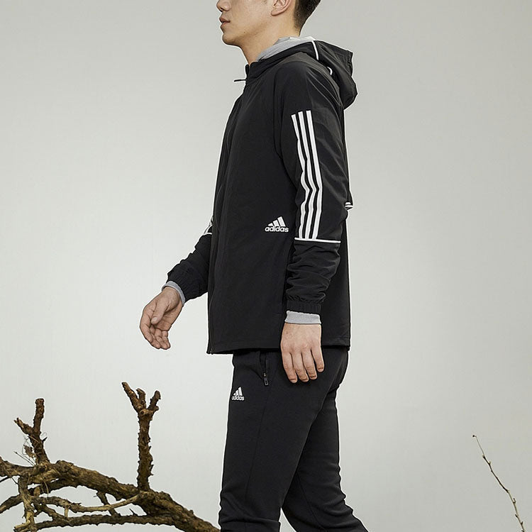 adidas Zipper Sports Hooded Jacket Black GL4799