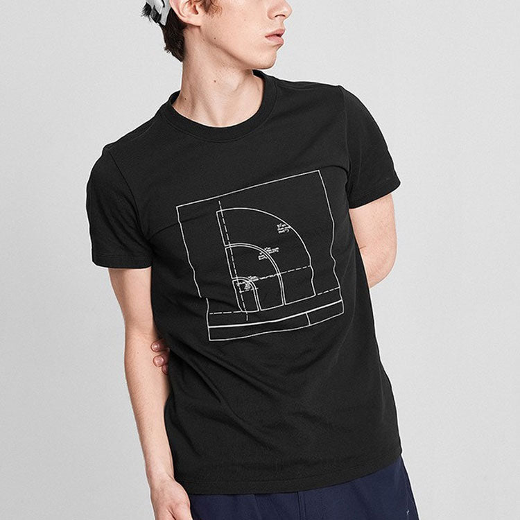 Men's THE NORTH FACE SS20 Geometry Pattern Logo Quick Dry Short Sleeve Black 4998-JK3