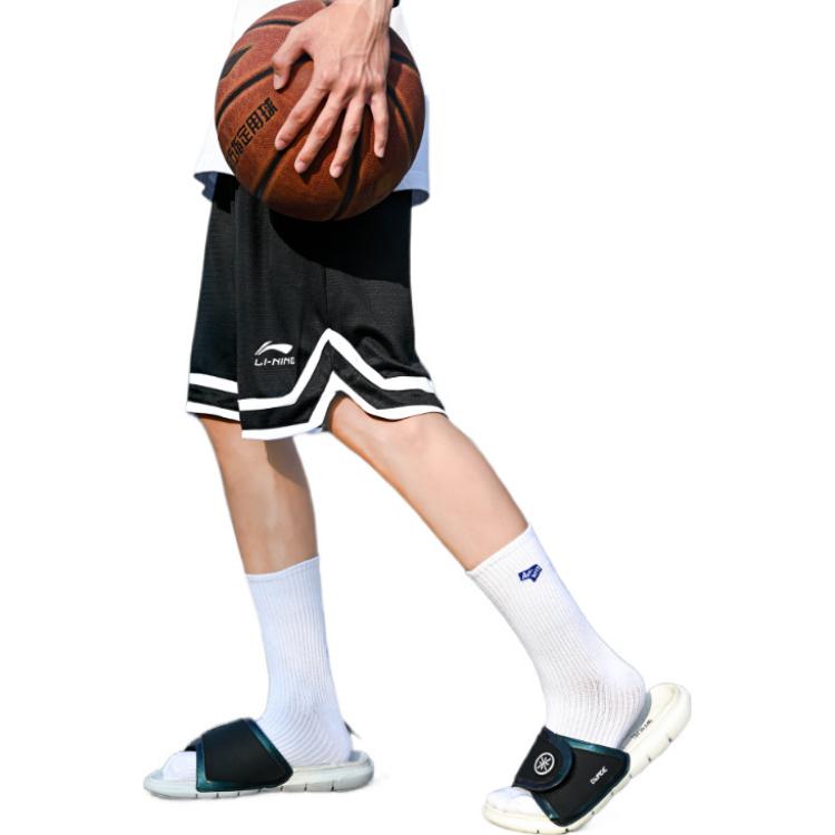 Li-Ning DNA Logo Basketball Shorts 'Black White' AAPR395-1