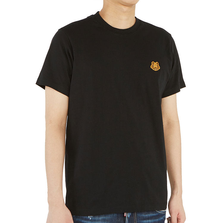 Men's KENZO SS21 Tiger Head Micro Mark Round Neck Short Sleeve Black 5TS0034SA-99