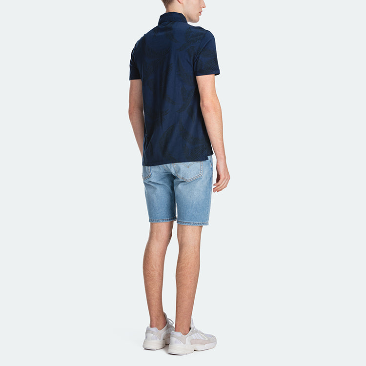 Men's Levis Lapel Pure Cotton Short Sleeve Dark Blue Polo Shirt 72809-0012