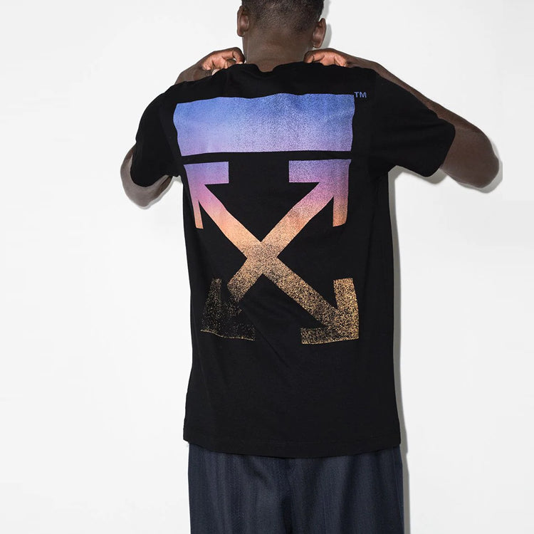 Off-White FW21 Gradient Multi-Color Arrow Short Sleeve Ordinary Version Black OMAA027F21JER0051084