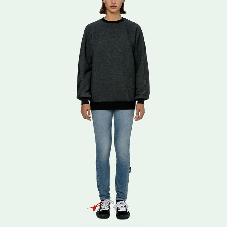 (WMNS) Off-White Arrow Printing Round Neck Sports Hoodie Slim Fit Version Gray OWBA046E20JER0041010