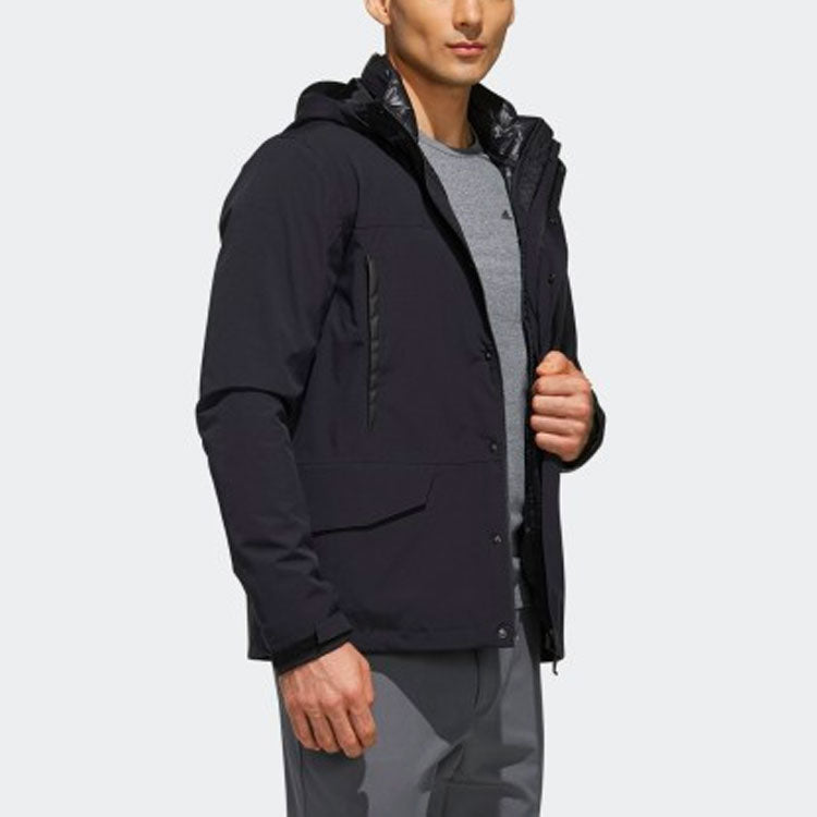 Men's adidas Logo 3 In 1 Hooded Stay Warm With Down Feather Black Jacket DW9250
