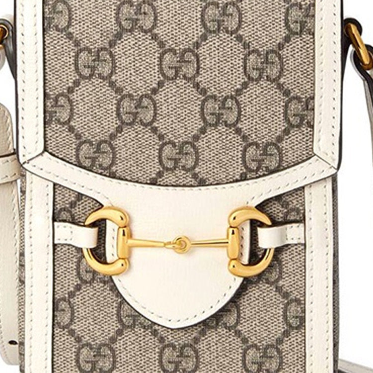 Gucci Horsebit 1955 Logo Canvas Phone Bag Box Shoulder Messenger Bag 'Mini Ebony White' 625615-92TCG-9761