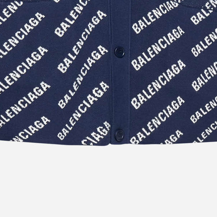 Balenciaga Allover Logo Knit Cardigan 'Blue White' 736248T32338502