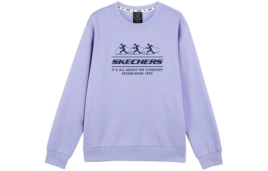 Skechers Logo Printed Crew Sweater 'Black Grey White Purple' L422U233