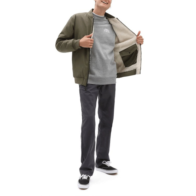 Men's Vans Reversible Lamb's Wool Long Sleeves logo Sports Jacket Military Green VN0A5KLN0CT