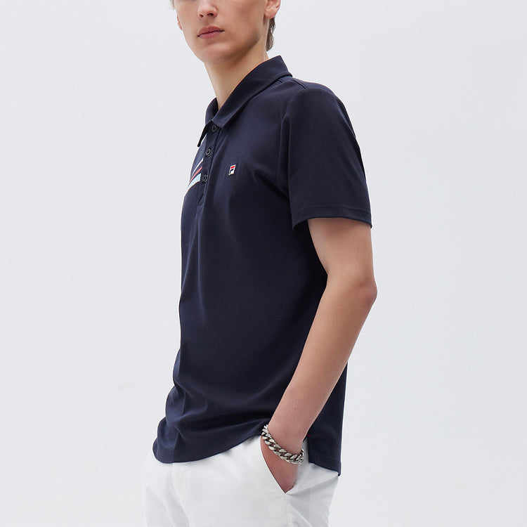 FILA Contrast Colors StripesSport Casual Short Sleeve poloShirt Men s Blue F11M121114F-NV