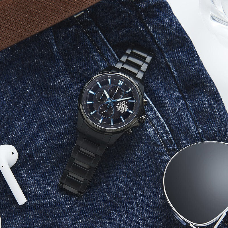 CASIO Waterproof EDIFICE Solar Powered Mens Black Analog EFB-509DC-1A
