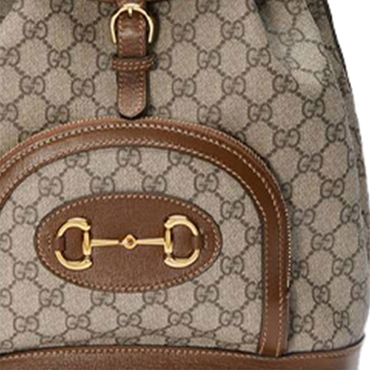 Gucci Horsebit 1955 Retro Gold buckle Logo Canvas Large Capacity schoolbag Backpack Unisex / / Brown Classic 620849-92TCG-8563