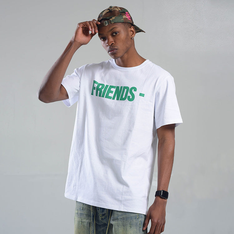 VLONE Friends Back Large Logo Short Sleeve Couple Style White Green VLTE17SS002-WT