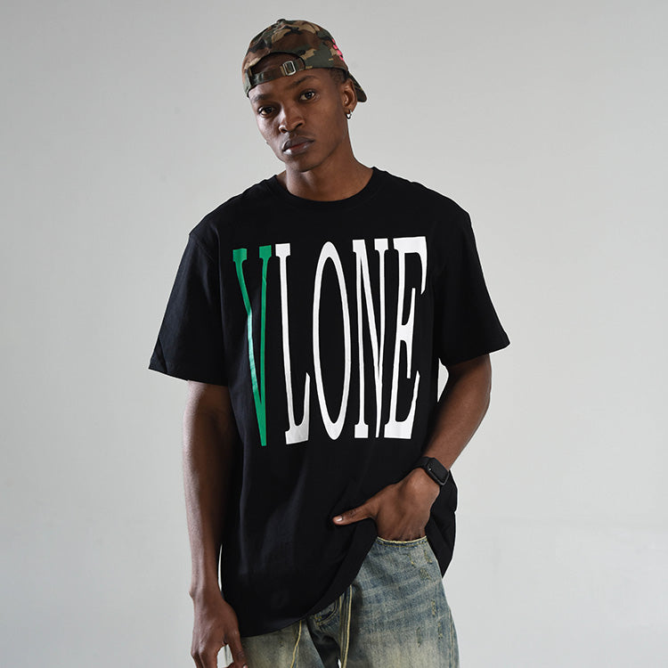 VLONE Large V Alphabet Short Sleeve Tee 'Black Green' VLTE17SS003-BLACK