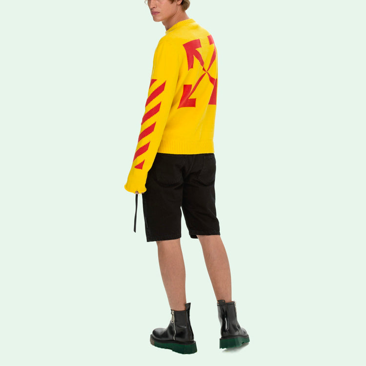 Off-White Men's SS21 Sweater Slim Fit Yellow OMHE023S21KNI0011925