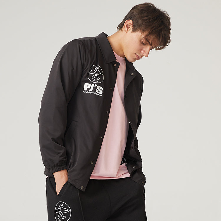 PJs Vigor Surf Alphabet Series Printing Coach Jacket Unisex Black 20SSJK1010-P