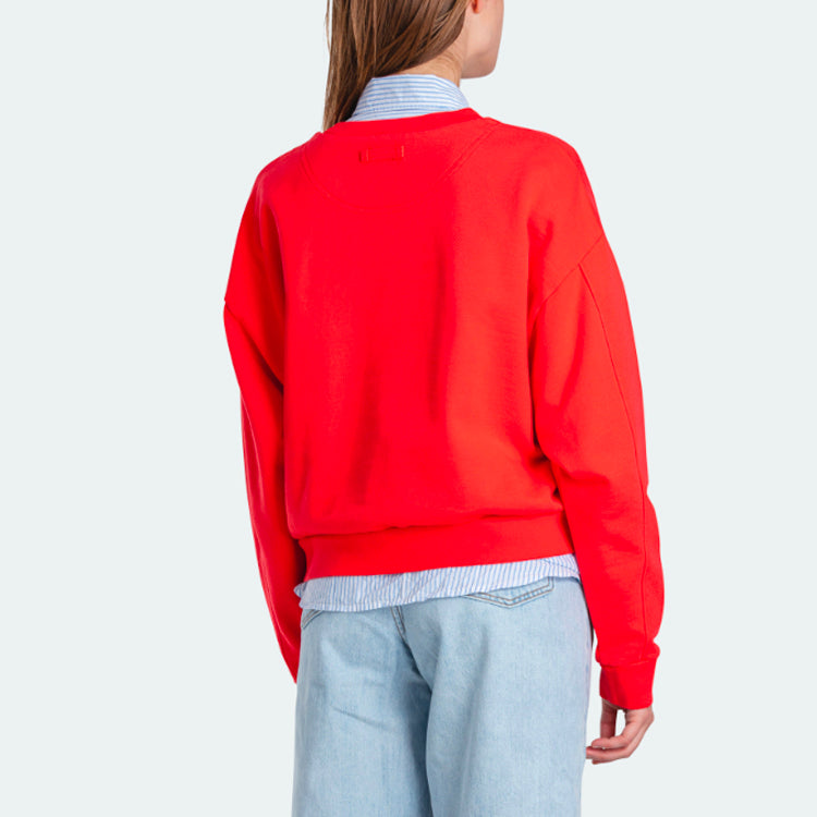 (WMNS) Levi's Round Neck Solid Color Long Sleeves Hoodie Red 85630-0000