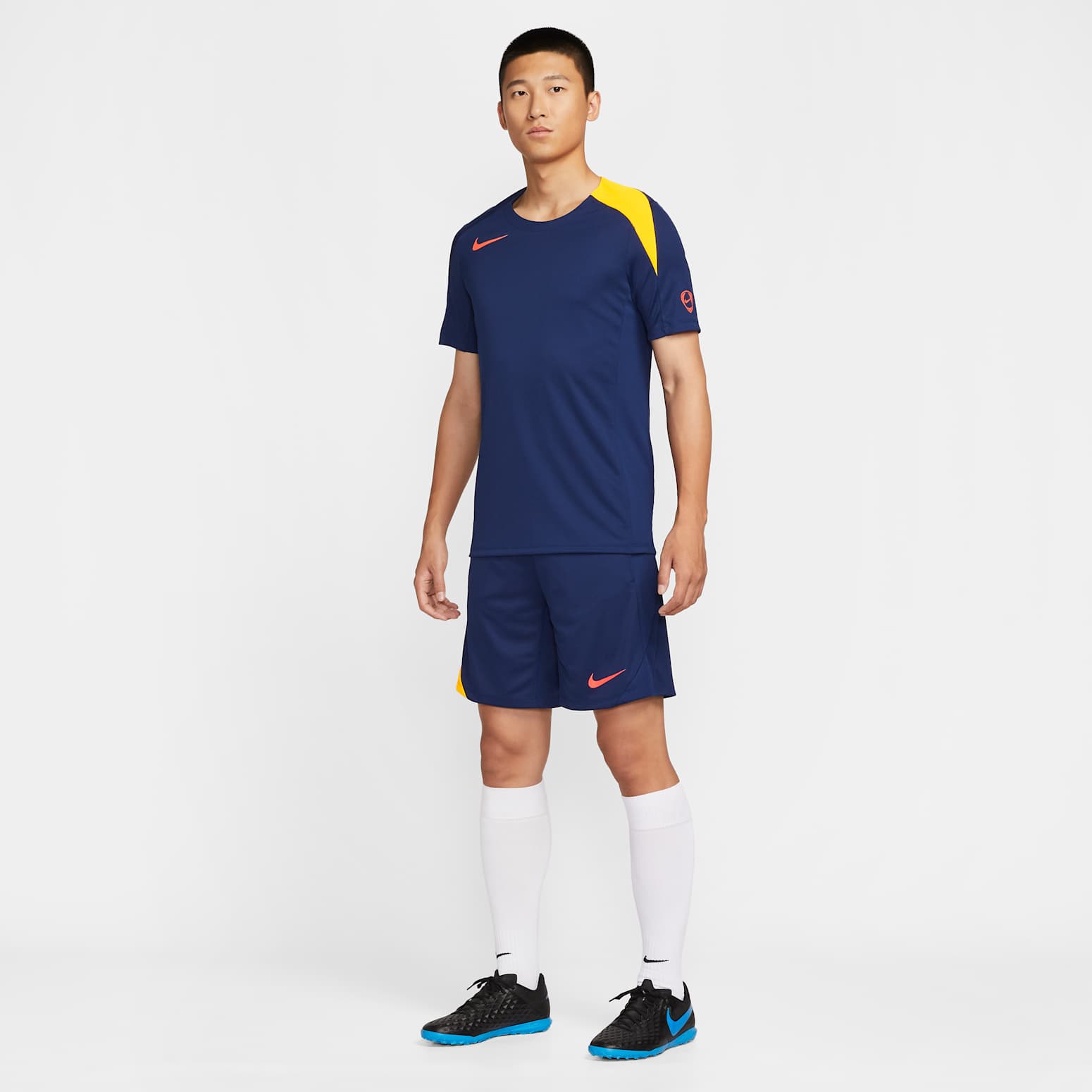 Nike Strike Dri-Fit Soccer Shorts 'Blue Void Laser Orange' FN2402-494