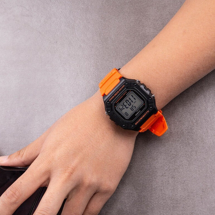 CASIO G Shock Quartz Sports Waterproof Mens OrangeBlack Digital W-218H-4B2