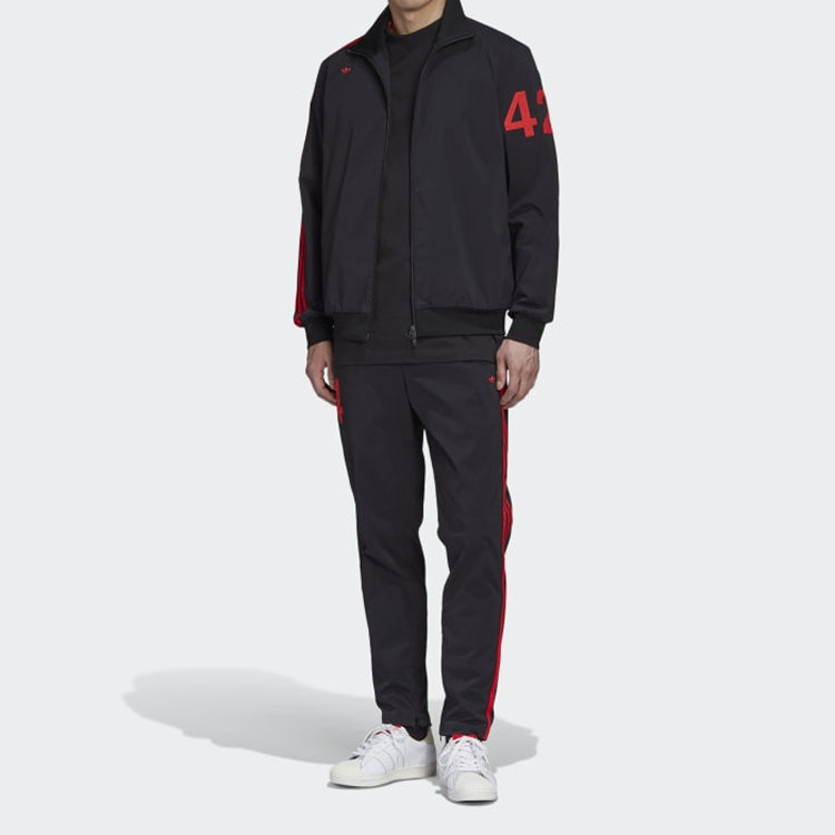 adidas originals x 424 Track Pants Crossover Asymmetric Sports Pants Black FS6234