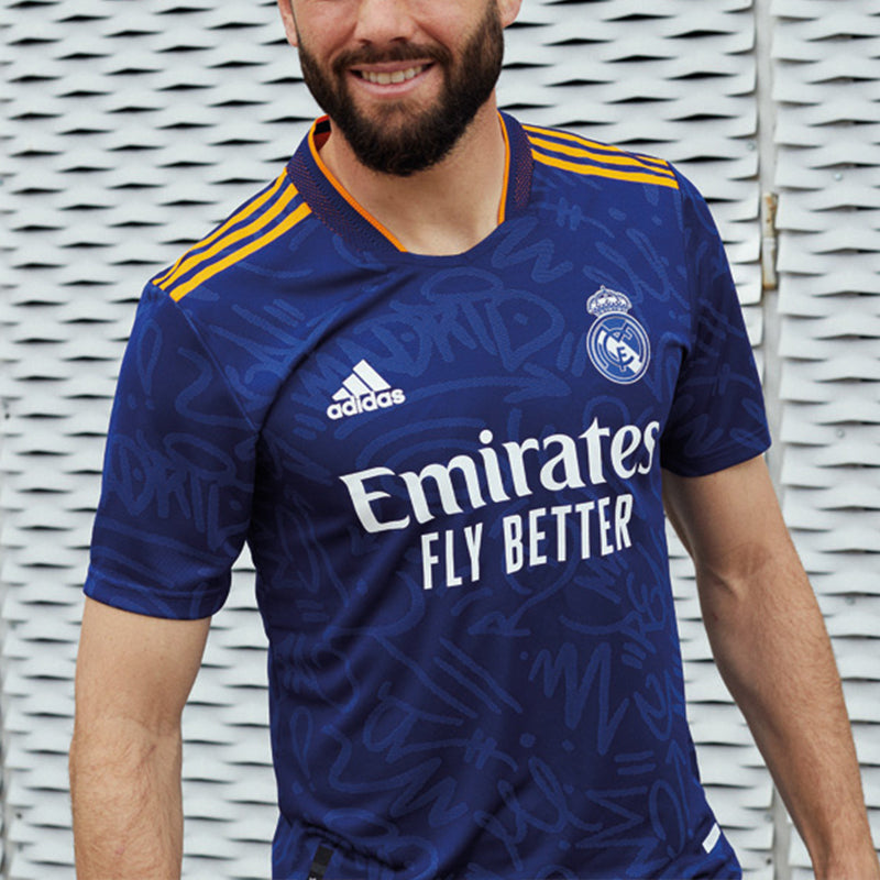 adidas Real Madrid Away Player Edition Soccer/Football Sports Short Sleeve Jersey Blue GM6775
