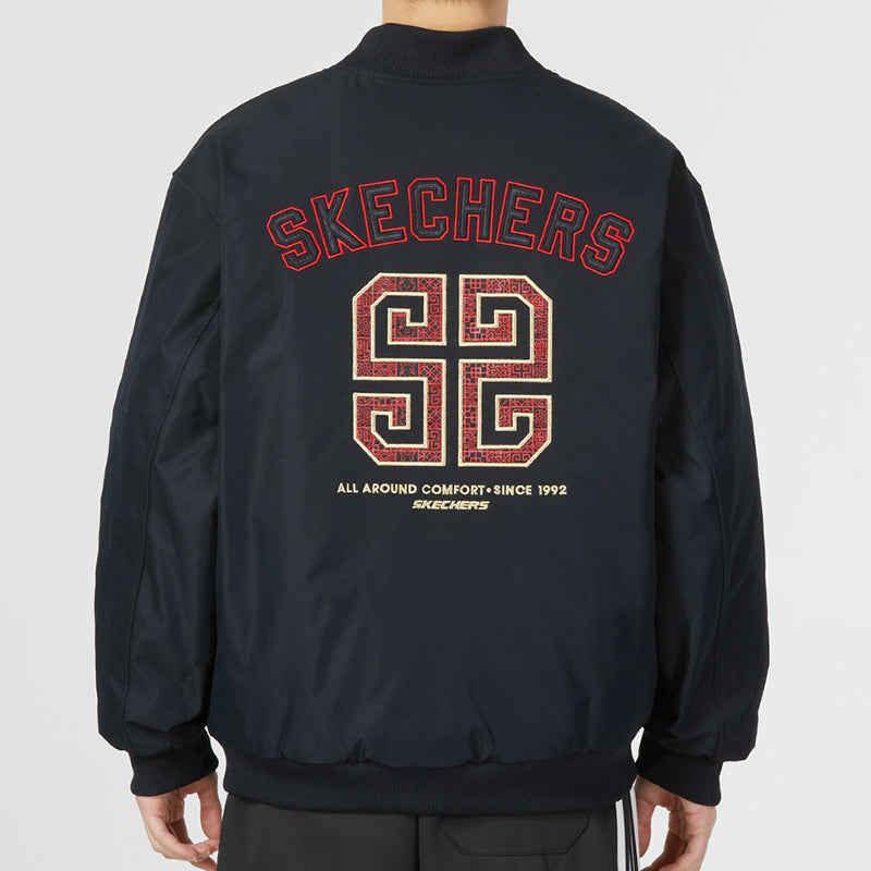 Skechers Letter Embroidery Reversible Padded Jacket 'Black Red' L123M001-0018