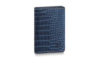 LOUIS VUITTON Crocodile Leather Wallet Men's Blue