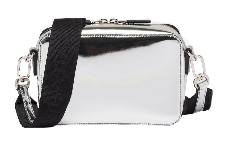 PRADA Brique Leather Messenger Bag Crossbody Bag Shoulder Bag Men's Silver