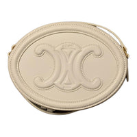 CELINE Smooth Cow Leather Shoulder Bag Crossbody Bag Women's White