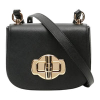 PRADA Saffiano Cow Leather Shoulder Bag Crossbody Bag Women's Black