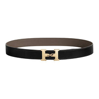 HERMES Calfskin Leather Belts Men's Black Width: 3.2CM