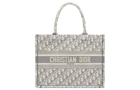 DIOR Medium DIOR Book Tote Ecru And Gray DIOR Oblique Embroidery