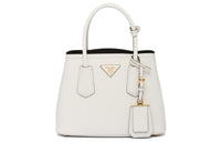 PRADA Double Leather Shoulder Bag Crossbody Bag Handbag Mini Women's White
