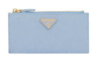 PRADA Saffiano Leather Card Holder Women's Light Blue