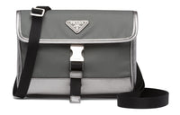PRADA Leather Cell Phone Pouch Unisex Gray
