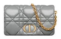 DIOR Caro Cow Leather Handheld Shoulder Bag Crossbody Bag Mini Women's Lime Gray