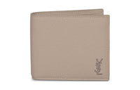 SAINT LAURENT Grain Leather Wallet Men's Beige